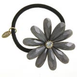 グレー | パステルフラワーヘアゴム/花/ラインストーン/ヘアアクセサリー H-831 | VINGTAINE