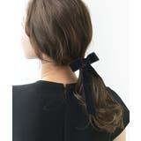 ワンカラー | ベルベットロングリボンポニーフック ヘアカフ ヘアフック | 神戸ヴァンテーヌ