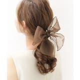 ブラウン | オーガンジーワイドポニーフック ヘアカフ ヘアフック | VINGTAINE
