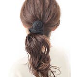 ブラック | シュシュ ローズモチーフ スエード調 | VINGTAINE