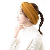 マスタードイエロー | 無地幅広ニットヘアバンド ターバン カジュアル | VINGTAINE