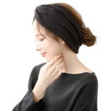 ブラック | 無地幅広ニットヘアバンド ターバン カジュアル | VINGTAINE