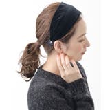 ブラック | ベロアワイドカチューシャ 秋冬 シンプル | VINGTAINE