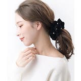 ブラック | パール付きベロアビッグシュシュ 上品 ボリューム | 神戸ヴァンテーヌ