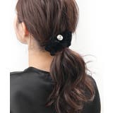 ブラック | シュシュ スワロフスキー ベロア | VINGTAINE