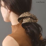 スクエアシュシュ レオパード柄 ベロア | VINGTAINE | 詳細画像1 