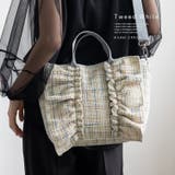 ツイードホワイト | ネオプレーン2wayフリルトートバッグ | Vita Felice