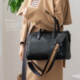 ブラック | ストライプショルダー2wayミニボストンバッグ | Vita Felice