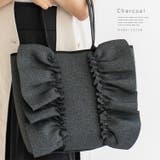 チャコール | ネオプレーンフリルBIGトートバッグ | Vita Felice