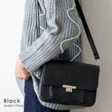 ブラック | スクエアフラップショルダーバッグ | Vita Felice