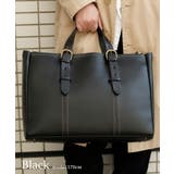 ブラック | 【姫路レザー】ベルトハンドルビジネストートバッグ（L） | Vita Felice