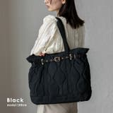 ブラック | ベルトデザインキルティングトートバッグ | Vita Felice