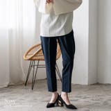 ネイビー | ダブルクロス テーパードパンツ | Vita Felice
