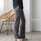 チャコール | 柄波プリーツ生地パンツ | Vita Felice