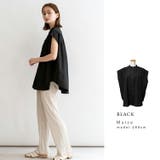 （M）ブラック | スタンドカラーフレンチスリーブブラウス | Vita Felice