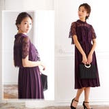 半袖レースフレアパーティーミモレ丈ドレスワンピース | Vita Felice | 詳細画像14 