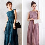 ノースリーブプリーツレースパーティーロング丈ドレスワンピース | Vita Felice | 詳細画像2 