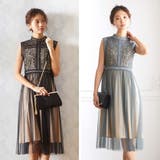 ノースリーブレースシフォンパーティーミディアム丈ドレスワンピース | Vita Felice | 詳細画像2 