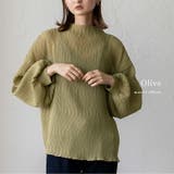 オリーブ | ワッシャープリーツ ボトルネックシアートップス | Vita Felice