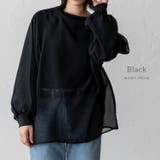 ブラック | オーガンジーレイヤードトップス | Vita Felice