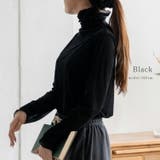 ブラック | シアーベロアメローハイネックトップス | Vita Felice