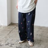 ネイビー | フラワープリントパンツ | Vita Felice