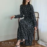 フラワーブラック | 無地&フラワープリントマキシワンピワンピース | Vita Felice