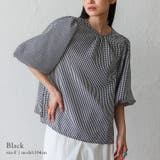 ブラック | ギンガムチェック2WAYバルーン袖トップス | Vita Felice