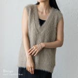 グレージュ | フェザーヤーンVネックニットベスト | Vita Felice