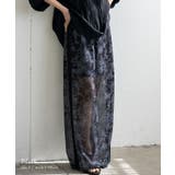 ブラック | フラワーシアーメッシュサイドラインパンツ | Vita Felice