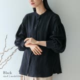 ブラック | バンドカラーボリュームスリーブブラウス | Vita Felice