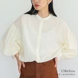オフホワイト | バンドカラーボリュームスリーブブラウス | Vita Felice