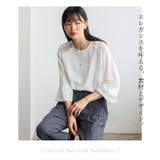 サテン×シアーチュール 切替ブラウス | Vita Felice | 詳細画像4 