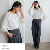 サテン×シアーチュール 切替ブラウス | Vita Felice | 詳細画像9 