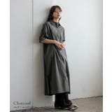 チャコール | マーブルボタン2WAYロングシャツワンピース | Vita Felice