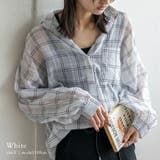 ホワイト | チェック柄シアールーズシャツ | Vita Felice