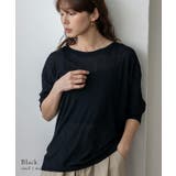 ブラック | ストレッチシアークルーネック長袖トップス | Vita Felice