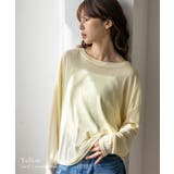 イエロー | ストレッチシアークルーネック長袖トップス | Vita Felice