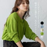 ストレッチシアークルーネック長袖トップス | Vita Felice | 詳細画像1 