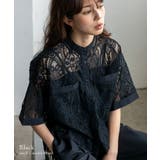 ブラック | レースシアー半袖ルーズシャツ | Vita Felice