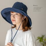 ネイビー | 折りたたみコットンツバ広ハット | Vita Felice