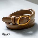 ブラウン | ニュアンスメタルバックル本革ベルト | Vita Felice