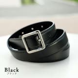 ブラック | スクエアシルバーバックル本革ベルト | Vita Felice