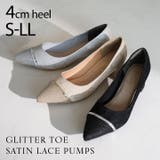 グリッタートゥ切り替えデザインサテンレースパンプス | VIVIAN COLLECTION | 詳細画像1 