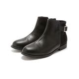 ブラックPU | 軽量ソール&ローヒールベルテッドショートブーツ | VIVIAN COLLECTION