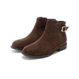 ダークブラウンスエード | 軽量ソール&ローヒールベルテッドショートブーツ | VIVIAN COLLECTION