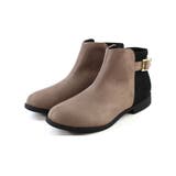 トープブラックコンビ | 軽量ソール&ローヒールベルテッドショートブーツ | VIVIAN COLLECTION