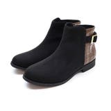 ブラックコンビ | 軽量ソール＆ローヒールベルテッドショートブーツ | VIVIAN COLLECTION