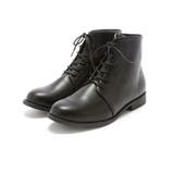 ブラックPU | 軽量ソール&ローヒールレースアップショートブーツ | VIVIAN COLLECTION