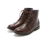 ダークブラウンPU | 軽量ソール&ローヒールレースアップショートブーツ | VIVIAN COLLECTION